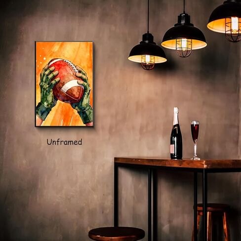 TOCDGOO American Football Watercolor Poster - 16x24 Inch Unframed Inspirational Wall Art, Hands Holding Football Canvas Print for Sports Fans Game Room Man Cave Decor in Kuwait