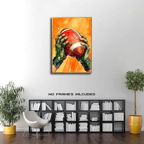 TOCDGOO American Football Watercolor Poster - 16x24 Inch Unframed Inspirational Wall Art, Hands Holding Football Canvas Print for Sports Fans Game Room Man Cave Decor in Kuwait