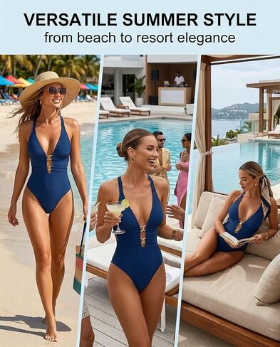 Blue Ring Strap Swimsuit, M in Saudi Arabia