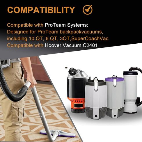 مجموعة أدوات أرضية مكنسة الظهر متوافقة مع مكنسة ProTeam Vacuum & Hoover C2401، عصا S + فرشاة شعر حصان مقاس 14 بوصة + فرشاة سجاد مقاس 14 بوصة، وصلة 1.5 بوصة، قطع غيار لمكنسة الظهر ProTeam in Saudi Arabia