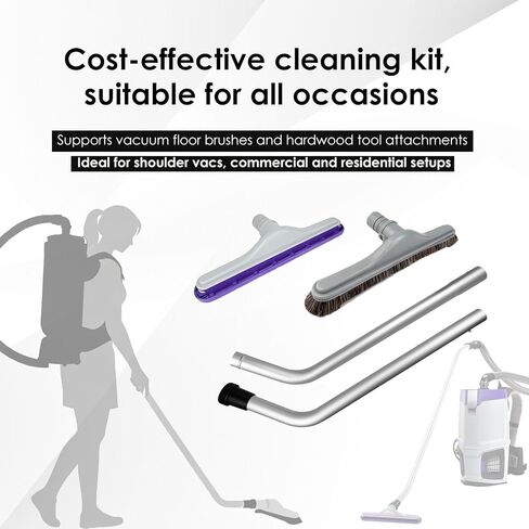 مجموعة أدوات أرضية مكنسة الظهر متوافقة مع مكنسة ProTeam Vacuum & Hoover C2401، عصا S + فرشاة شعر حصان مقاس 14 بوصة + فرشاة سجاد مقاس 14 بوصة، وصلة 1.5 بوصة، قطع غيار لمكنسة الظهر ProTeam in Saudi Arabia