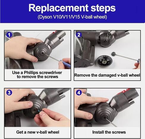 for Dyson Direct Drive Cleaner Head Wheels Replacement Parts,V-Ball Cleaner Head Replacement Parts for Dyson V10 V11 V15 100W High Torque Vacuum Cleaner in Kuwait