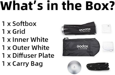 Godox UL-Octa Box 150 Centimeters / 60 Inches Quick Release Octagonal Softbox – Foldable Octa Softbox with Diffusers & Fast Setup, Compatible with Bowens Mount in Saudi Arabia