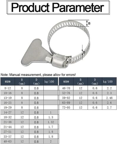 Clamps,Hose Clamps, 2-10 Hose Clamps 6-95mm Adjustable Key Clamp Stainless Steel, For Water Pipes, Etc in Saudi Arabia