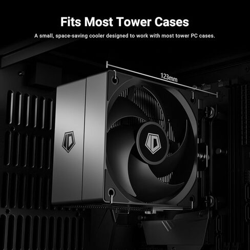 ID-COOLING SE-903-XT Black 123mm Height CPU Cooler, 3 Direct-Contact Heat Pipes, 92mm PWM Fan, Mini CPU Air Cooler for Intel LGA1700/1851/1200/115X and AMD AM5/AM4 Sockets in Kuwait