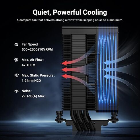 ID-COOLING SE-903-XT Black 123mm Height CPU Cooler, 3 Direct-Contact Heat Pipes, 92mm PWM Fan, Mini CPU Air Cooler for Intel LGA1700/1851/1200/115X and AMD AM5/AM4 Sockets in Kuwait