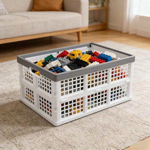 Waikhomes 30 L Plastic Collapsible Crate, Set of 3 Folding Crate, Storage Box (Black) in Saudi Arabia