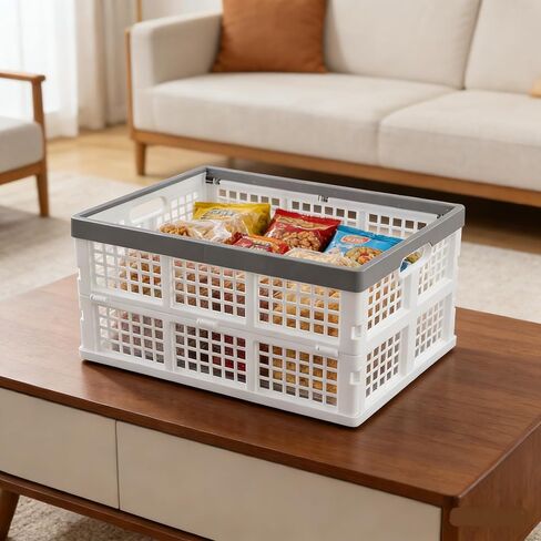 Waikhomes 30 L Plastic Collapsible Crate, Set of 3 Folding Crate, Storage Box (Black) in Saudi Arabia