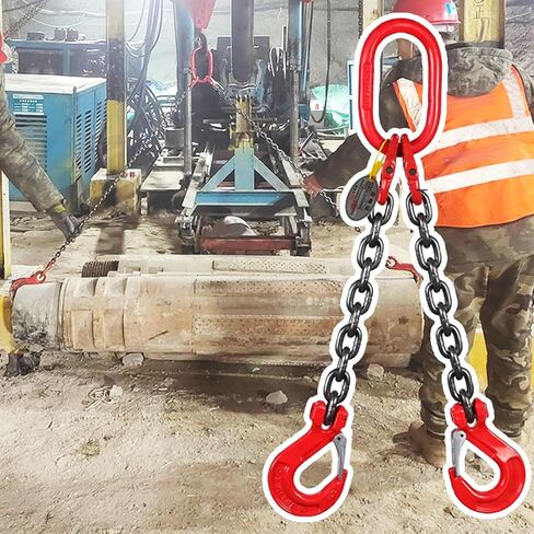 3 Ton Heavy Duty Lifting Chain - 2 Point Hoisting Ring for Industrial Machinery, Construction, Rigging, Towing - Adjustable Length 20-157 Inch (1m/3.3ft) in Saudi Arabia