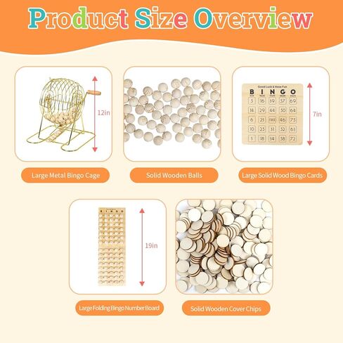 مجموعة ألعاب بنغو خشبية فاخرة مع قفص بنغو معدني كبير، و25 بطاقة بنغو قابلة لإعادة الاستخدام، و75 كرة بنغو خشبية ولوحة أرقام، و700 شريحة - لعبة بينغو للبالغين، وليلة الألعاب العائلية والمجموعات الكبيرة in Kuwait