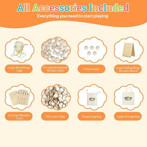 مجموعة ألعاب بنغو خشبية فاخرة مع قفص بنغو معدني كبير، و25 بطاقة بنغو قابلة لإعادة الاستخدام، و75 كرة بنغو خشبية ولوحة أرقام، و700 شريحة - لعبة بينغو للبالغين، وليلة الألعاب العائلية والمجموعات الكبيرة in Kuwait