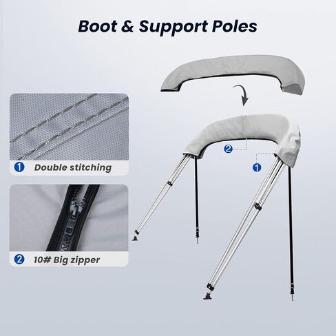 KAKIT 3 4 قطع علوية بيميني للقوارب ذات جوانب شبكية غطاء عالي التحمل قابل للتعديل 4 أشرطة حذاء تخزين بسحاب in Kuwait