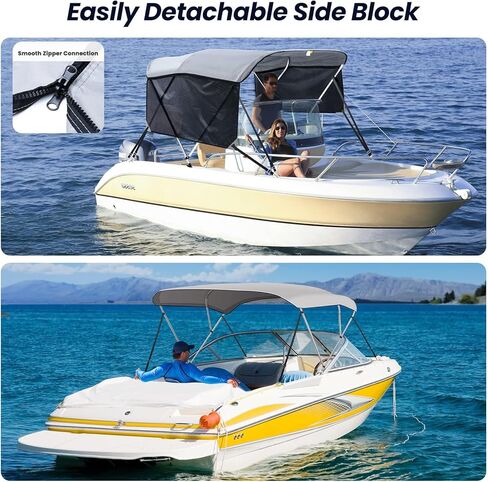 KAKIT 3 4 قطع علوية بيميني للقوارب ذات جوانب شبكية غطاء عالي التحمل قابل للتعديل 4 أشرطة حذاء تخزين بسحاب in Kuwait