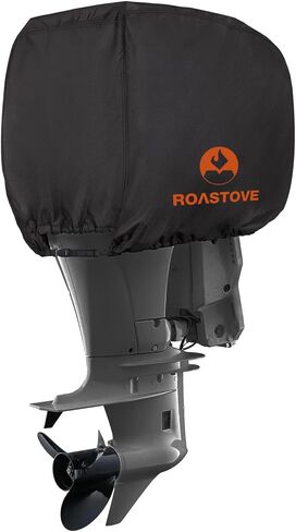 غطاء محرك Roastove الخارجي، أغطية محرك القارب شديدة التحمل 420D، الحجم: 31 بوصة طول × 23 بوصة عرض × 29 بوصة ارتفاع، مناسب للمحرك 115-225 حصان، أسود in Kuwait