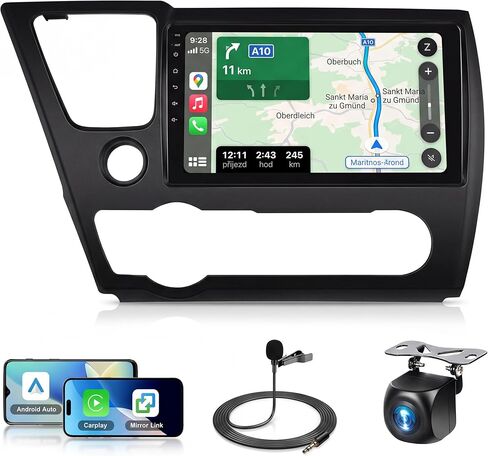 Radio 4G 4G+64G سيارة لـ Honda Civic 2013-2017 مع Qualcomm Snapdragon Chip ، Car Stereo Carplay Android Auto 3D Model Display GPS WiFi 9 Inch IPS Link Screenen Link Camera in Kuwait