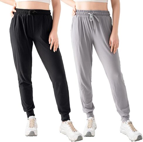 TRIUNION 2 Pack Women's Joggers Pants with Pockets Drawstring Running Sweatpants for Women Yoga Lounge Pants for Workout in Saudi Arabia
