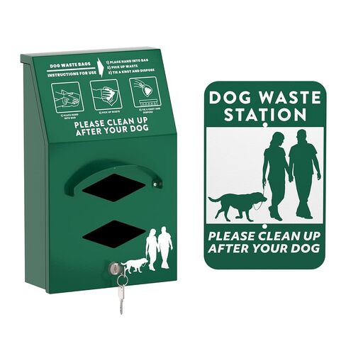 POCHAR Dog Waste Station Outdoor, Aluminum Rustproof Pet Poop Station with 600 Waste Bags & 50 Can Liners, Dog Park Equipment with Sign & Lid - Pet Poop Disposal System for Backyard in Saudi Arabia