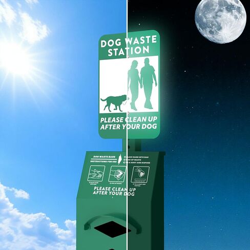 POCHAR Dog Waste Station Outdoor, Aluminum Rustproof Pet Poop Station with 600 Waste Bags & 50 Can Liners, Dog Park Equipment with Sign & Lid - Pet Poop Disposal System for Backyard in Saudi Arabia