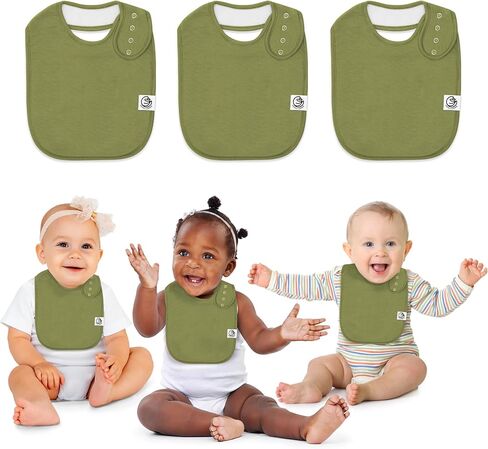 Baby Bibs for Boys & Girls – Organic Cotton, Super Absorbent Drool & Teething Bibs with Adjustable Snaps – 3 Pack in Kuwait