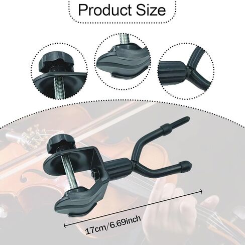 Colaxi Violin Hanger for Mic Stand, Violin Holder, Multifunctional Viola Hook Guitar Hanger for Erhu Ukulele Mandolin Stage Show, Black in Saudi Arabia