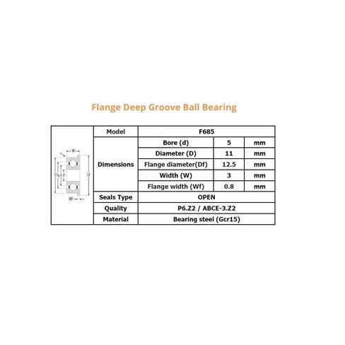 10pcs FL685 F618/5 Open Flange Bearing 5x11x3mm Miniature Deep Groove Ball F685 in Saudi Arabia