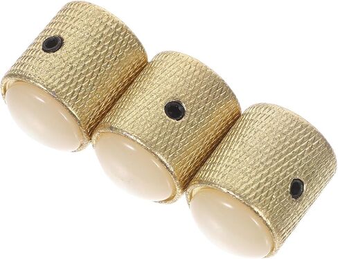 hanabass 3pcs الذهب معدن الغيتار الكهربائي حجم لهجة قبة المقابض مع الثقوب ومفتاح التحكم الدقة مقبض استبدال لباس الغيتار الجهد الإعداد المناسب in Kuwait