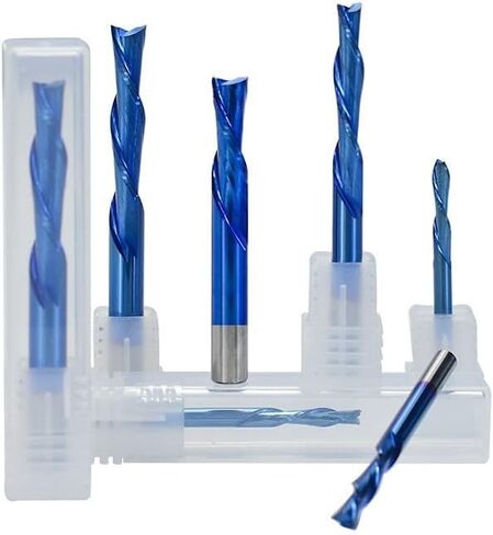 لقم توجيه حلزوني 2 قاطع فلوت 3.175-12 مم عرقوب اليد اليسرى للأسفل قاطع كربيد لولبي نهاية مطحنة حتى أسفل لقمة ضغط لنحت الخشب in Kuwait