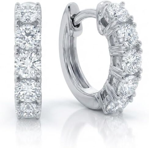 Lab Grown Diamond Huggie Hoop Earrings for Women | 1/2-1 CT TW Real 14K Gold Huggie Earrings | Certified GH VS SI Diamonds | Stunning Diamond Jewelry for Women in Kuwait