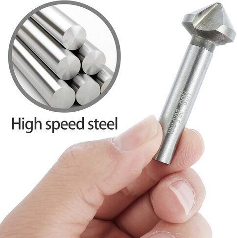 6 قطع 90 درجة 3 فلوت 6.3-20.5 ملم HSS مثقاب مثقاب مستدير لقطع الشطب والشطب أداة مطحنة نهاية مطلية بالتيتانيوم لقطع الشطب للوحة الخشب المعدنية in Kuwait