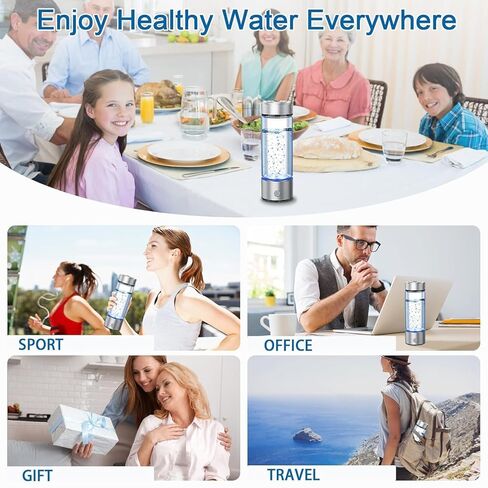 2026 Upgrade Hydrogen Water Bottle, Portable Hydrogen Water Ionizer Machine -SPE PEM Tech, Rechargeable Hydrogen Rich Water Glass Bottle for Travel, Gifts for Women, Gifts Idea in Saudi Arabia