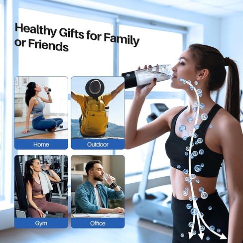 زجاجة مياه هيدروجين من MOVOCA، مولد مياه هيدروجين سريع 3 دقائق 2200PPB - تقنية SPE PEM، آلة مياه مائية محمولة 15 أونصة، هدايا الرعاية الصحية للزوج والزوجة والأسرة والأصدقاء والسفر (أسود) in Kuwait