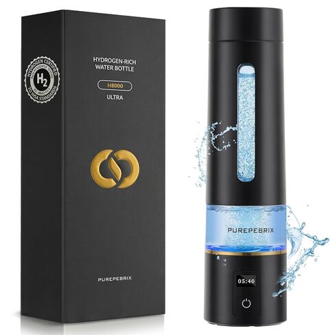 PUREPEBRIX Hydrogen Water Bottle Generator-Up to 8100 PPB Molecular Hydrogen, 12-Hour Hydrogen Retention, IHSA Certified SPE/PEM Tech, Portable Hydrogen Bottle, Healthy Gift (Platinum) in Saudi Arabia