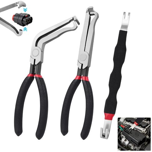 Ainiv 3 Pieces Electrical Disconnect Pliers, Automotive Electrical Connector Removal Tool, Automotive Electrical Terminal Connector Separator Removal Tool for Cars Trucks, Red in Kuwait