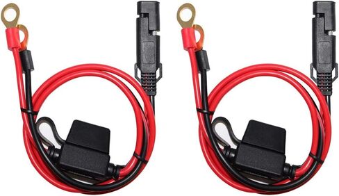 [عبوتان] موصل بطارية SAE 15AWG 2 قدم/60 سم - طرف حلقي SAE إلى O مع صمامات 15 أمبير، (12 فولت/24 فولت) فصل سريع ثنائي الدبوس للوحات الشمسية، والدراجات النارية، والسيارات، والمركبات الترفيهية، والبحرية ([عبوة من قطعتين]، 2) in Kuwait