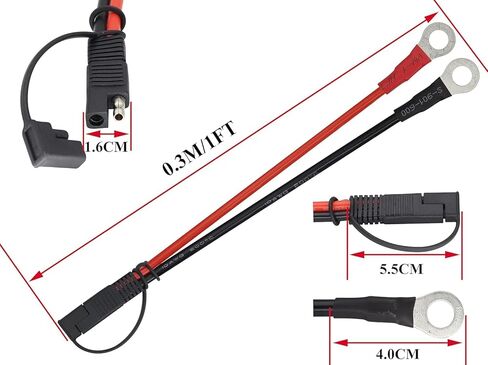 [عبوتان] موصل بطارية SAE 15AWG 2 قدم/60 سم - طرف حلقي SAE إلى O مع صمامات 15 أمبير، (12 فولت/24 فولت) فصل سريع ثنائي الدبوس للوحات الشمسية، والدراجات النارية، والسيارات، والمركبات الترفيهية، والبحرية ([عبوة من قطعتين]، 2) in Kuwait