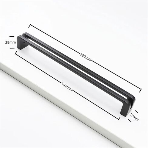 Cabinet Door Handles Zinc Alloy Solid Wardrobe Drawer Pulls Furniture Handle Hardware 1Pcs(Black-C192mm) in Saudi Arabia