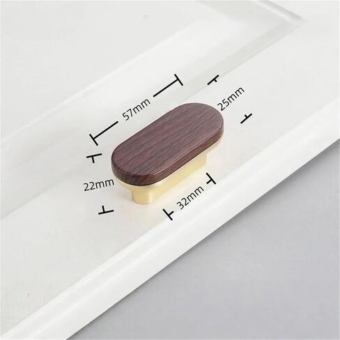مقابض أثاث خشبي من الخشب الصلب مقبض باب للحبوب لخزانة ملابس وخزانة 1 قطعة (Copper-Walnut-C32mm) in Saudi Arabia