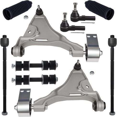 TUCAREST 10Pc Suspension Kit Fit For 2006-2011 Ca-dillac DTS/Bu-ick Lucerne, 2 Front Lower Control Arm w/Ball Joint + 2 Sway Bar Link + 4 Outer Inner Tie Rod + 2 Boots [# K80354 K5255 EV260 ES3452] in Saudi Arabia