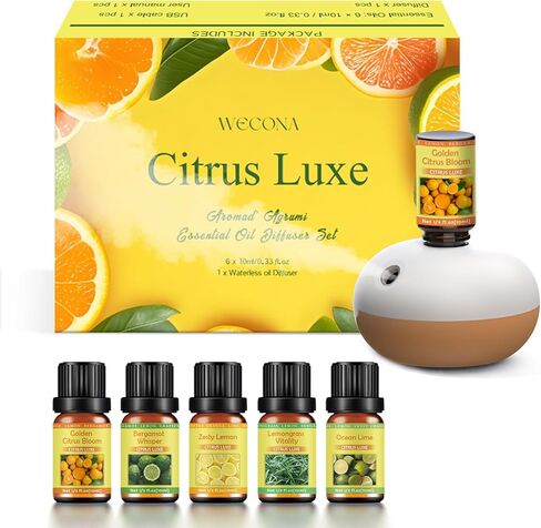 ناشر رائحة قابل لإعادة الشحن بدون ماء - مجموعة ناشرات روائح الفنادق مع 6 زيوت أساسية للفنادق - وضعان للكثافة - آلة عطور للمنزل والمكتب in Kuwait