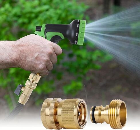 Garden Hose Quick Connectors Brass 3/4 Inch GHT Thread Easy Connect Fittings Male and Female No-Leak Water Hose (1 Set) in Saudi Arabia