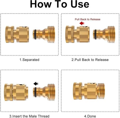 Garden Hose Quick Connectors Brass 3/4 Inch GHT Thread Easy Connect Fittings Male and Female No-Leak Water Hose (1 Set) in Saudi Arabia