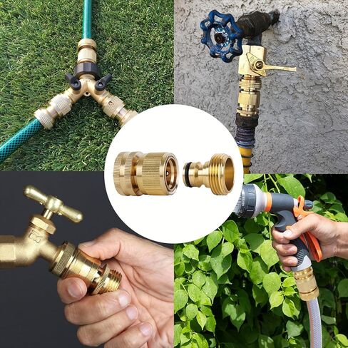 Garden Hose Quick Connectors Brass 3/4 Inch GHT Thread Easy Connect Fittings Male and Female No-Leak Water Hose (1 Set) in Saudi Arabia