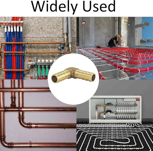 2PCS 3/8" 10mm Brass Hose Barb Elbow, 90 Degree L-Shaped Fitting for Water Fuel Air Lines, Right Angle Barbed Connector with 4PCS Hose Clamps in Kuwait