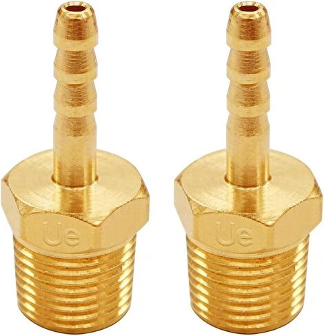 Uenede Brass Hose Barb Fittings, 1/8" NPT Male to 1/8" Barbed Air Hose Fittings, Brass Air Line Repair Connectors for Compressor Fuel Oil (Pack of 2) in Saudi Arabia