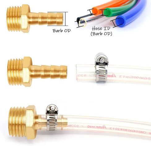 Uenede Brass Hose Barb Fittings, 1/8" NPT Male to 1/8" Barbed Air Hose Fittings, Brass Air Line Repair Connectors for Compressor Fuel Oil (Pack of 2) in Saudi Arabia