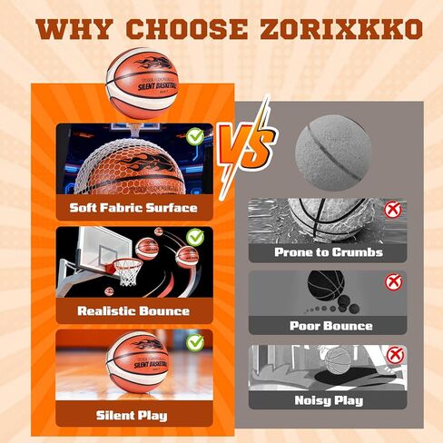 Silent Basketball Size 7 High Bounce Indoor Airless Foam Traning Ball for Basketball Hoop,Fabric Coverd Soundless for Quiet Dribbling,Youth Gift for Teen Boys in Saudi Arabia