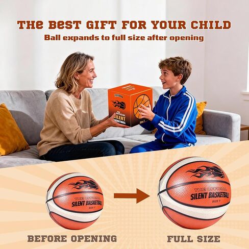 Silent Basketball Size 7 High Bounce Indoor Airless Foam Traning Ball for Basketball Hoop,Fabric Coverd Soundless for Quiet Dribbling,Youth Gift for Teen Boys in Saudi Arabia