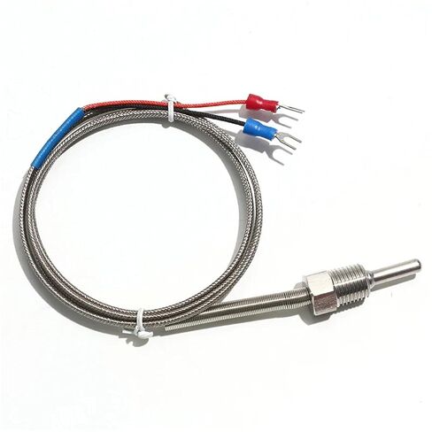 PT1/4 Screw Thread K-Type Thermocouple Temperature Measuring Line Air Compressor Metal Stainless Steel 304 1Pcs(Ungrounded5x100mm 2M) in Saudi Arabia