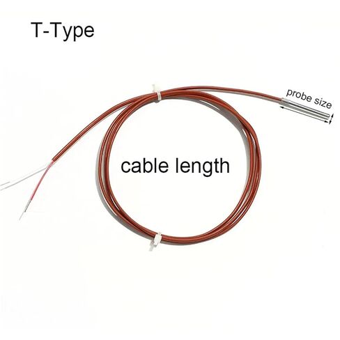 T-Type PTFE Thermocouple 1M/2M/3.0M Temperature Sensor Liquid Measurement Small Probe 1Pcs(T probe3x50mm 3.0M) in Saudi Arabia