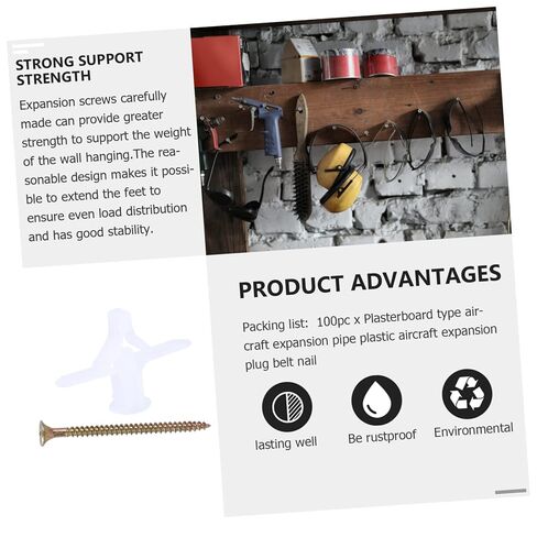 Ciieeo 100pcs Heavy Duty Plasterboard Wall Expansion Anchors Screws Easy to Install Firm Grip for Home Decor and Wall Fixing in Saudi Arabia